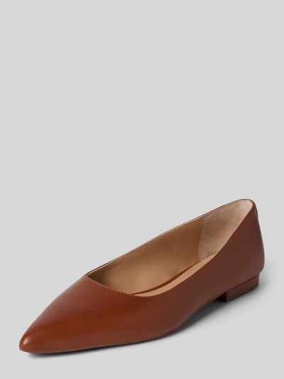 Peek & Cloppenburg Lauren Ralph LaurenLederballerinas mit Blockabsatz Modell 'LONDYN' in cognac