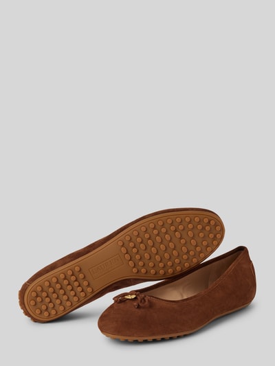 Peek & Cloppenburg Lauren Ralph LaurenLederballerinas Mit Schleifen-Detail Modell 'JAYNA DRIVER' In Cognac