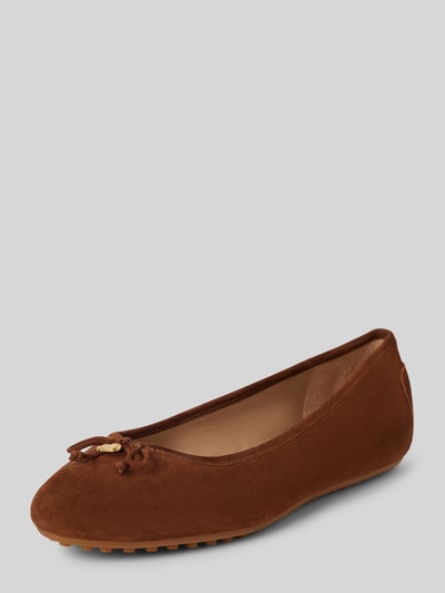 Peek & Cloppenburg Lauren Ralph LaurenLederballerinas mit Schleifen-Detail Modell 'JAYNA DRIVER' in cognac