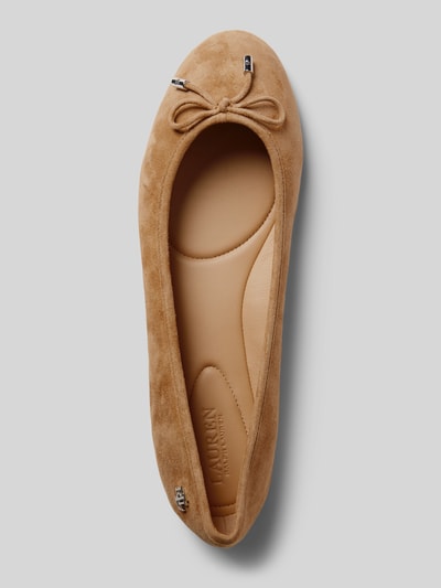 Peek & Cloppenburg Lauren Ralph LaurenLederballerinas Mit Zierschleife Modell 'JAYNA' In Camel