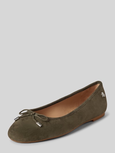Peek & Cloppenburg Lauren Ralph LaurenLederballerinas mit Zierschleife Modell 'JAYNA' in khaki