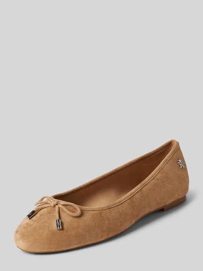 Peek & Cloppenburg Lauren Ralph LaurenLederballerinas mit Zierschleife Modell 'JAYNA' in camel