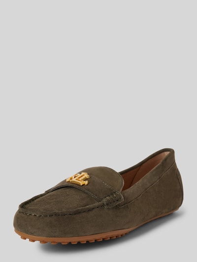 Peek & Cloppenburg Lauren Ralph LaurenLederloafer mit Label-Applikation Modell 'BARNSBURY' in oliv