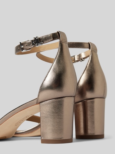 Peek & Cloppenburg Lauren Ralph LaurenLedersandalette Mit Blockabsatz Modell 'LOGAN' In Metallic Black