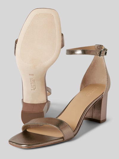 Peek & Cloppenburg Lauren Ralph LaurenLedersandalette Mit Blockabsatz Modell 'LOGAN' In Metallic Black