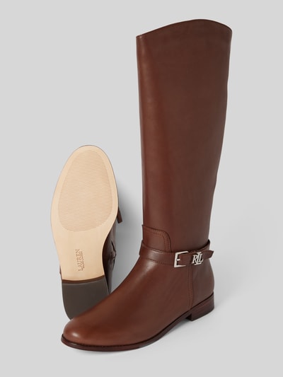 Peek & Cloppenburg Lauren Ralph LaurenLederstiefel Mit Label-Applikation Modell 'BROOKE' In Dunkelbraun
