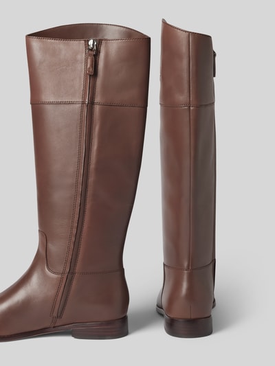 Peek & Cloppenburg Lauren Ralph LaurenLederstiefel Mit Label-Stitching Modell 'JUSTINE' In Dunkelbraun