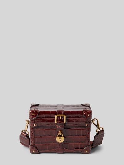 Peek & Cloppenburg Lauren Ralph LaurenLederumhängetasche mit Strukturmuster Modell 'TANNER TRUNK' in dunkelbraun