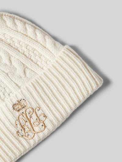 Peek & Cloppenburg Lauren Ralph LaurenPudelmütze Mit Label-Detail Und Woll-Anteil In Offwhite
