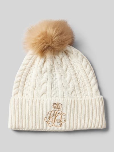 Peek & Cloppenburg Lauren Ralph LaurenPudelmütze mit Label-Detail und Woll-Anteil in offwhite