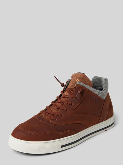 Peek & Cloppenburg LloydLedersneaker mit Label-Print Modell 'ELLISON' in cognac