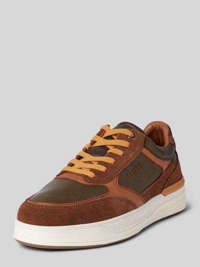 Peek & Cloppenburg LloydLedersneaker mit Label-Stitching Modell 'EGILO' in cognac