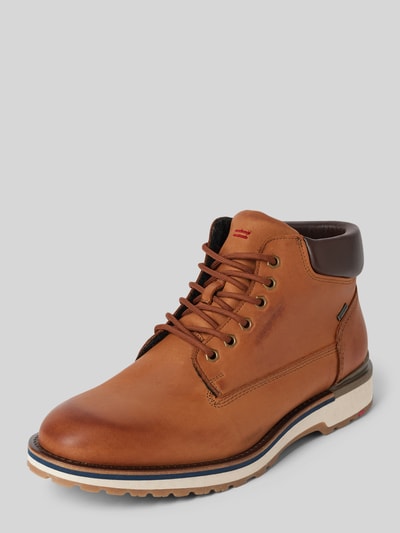 Peek & Cloppenburg LloydSchnürboots aus Leder mit Label-Prägung Modell 'VARAS' in cognac