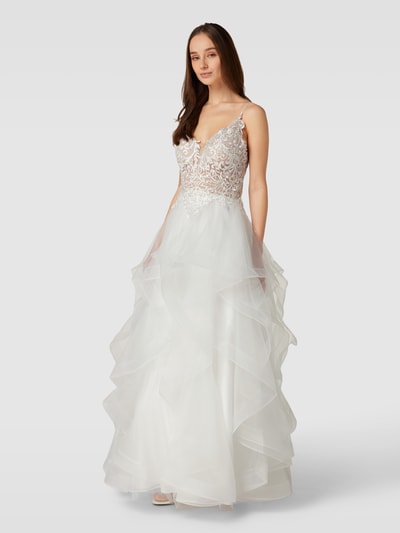 Peek & Cloppenburg LuxuarBrautkleid mit Details aus Spitze in offwhite