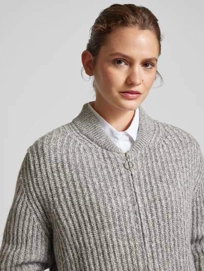 Peek & Cloppenburg Marc O'Polo DenimStrickjacke Mit Gerippten Abschlüssen In Mittelgrau