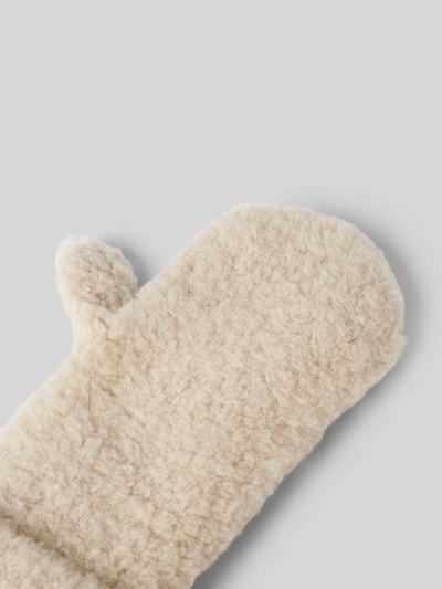 Peek & Cloppenburg Marc O'PoloFäustlinge Aus Schurwoll-Mix In Teddy-Optik Mit Abnehmbarem Trageband In Offwhite