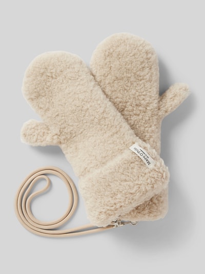 Peek & Cloppenburg Marc O'PoloFäustlinge aus Schurwoll-Mix in Teddy-Optik mit abnehmbarem Trageband in offwhite