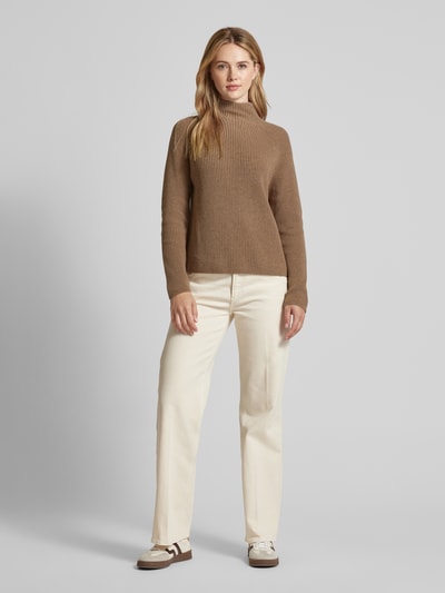 Peek & Cloppenburg Marc O'PoloLangarmpullover mit Stehkragen in hellbraun melange