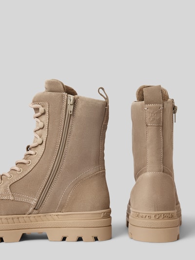 Peek & Cloppenburg Marc O'PoloSchnürstiefel Aus Hochwertigem Velours-Rindsleder Mit Innenzipper In Taupe