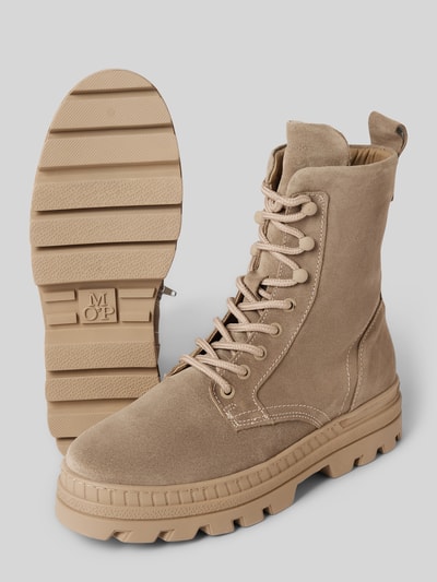 Peek & Cloppenburg Marc O'PoloSchnürstiefel Aus Hochwertigem Velours-Rindsleder Mit Innenzipper In Taupe