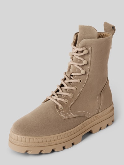 Peek & Cloppenburg Marc O'PoloSchnürstiefel aus hochwertigem Velours-Rindsleder mit Innenzipper in taupe
