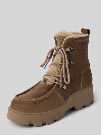 Peek & Cloppenburg Marc O'PoloSchnürstiefel aus Velours-Leder und Warmfutter in taupe