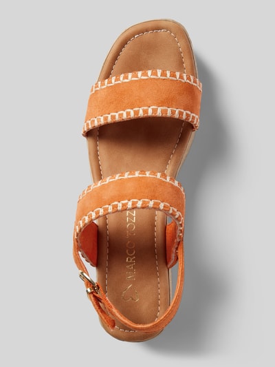 Peek & Cloppenburg Marco TozziSandalette Aus Leder Mit Keilabsatz In Orange