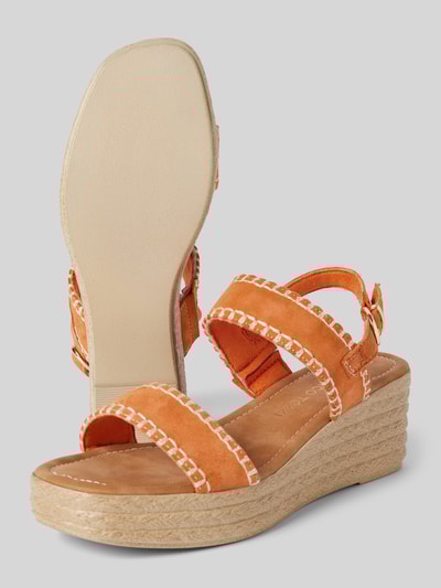 Peek & Cloppenburg Marco TozziSandalette Aus Leder Mit Keilabsatz In Orange