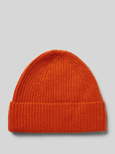 Peek & Cloppenburg MCNEALMütze aus reinem Kaschmir mit Label-Detail in dunkelorange melange