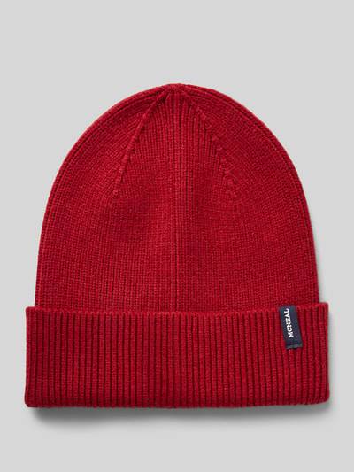 Peek & Cloppenburg MCNEALStrickmütze aus Viskose-Mix mit Label-Detail in dunkelrot