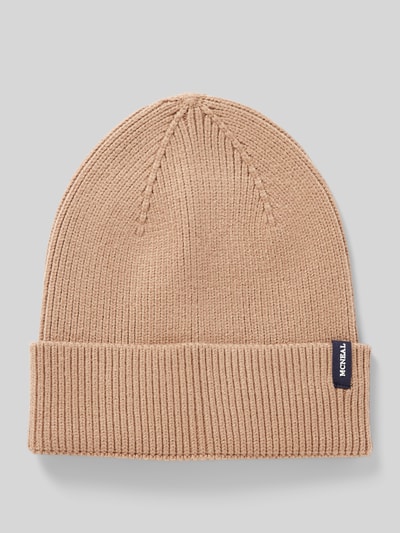 Peek & Cloppenburg MCNEALStrickmütze aus Viskose-Mix mit Label-Detail in sand melange