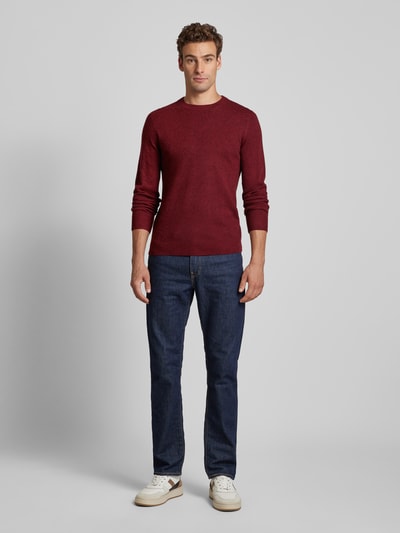 Peek & Cloppenburg MCNEALStrickpullover mit Rundhalsausschnitt in dunkelrot melange