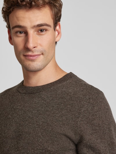 Peek & Cloppenburg MCNEALStrickpullover Mit Rundhalsausschnitt In Dunkelbraun Melange