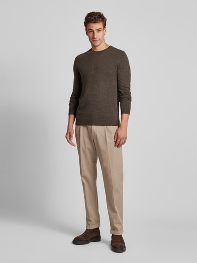 Peek & Cloppenburg MCNEALStrickpullover mit Rundhalsausschnitt in dunkelbraun melange