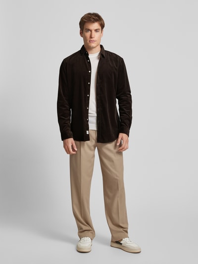 Peek & Cloppenburg MCNEALTailored Fit Cordhemd mit Kentkragen in hazel melange