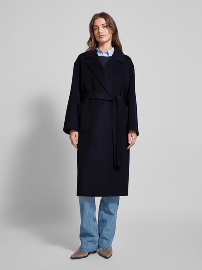 Peek & Cloppenburg Milano ItalyWollmantel Mit Bindegürtel In Dunkelblau