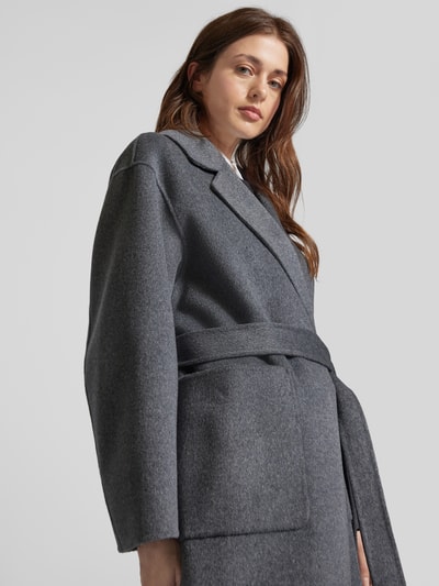 Peek & Cloppenburg Milano ItalyWollmantel Mit Bindegürtel In Mittelgrau Melange