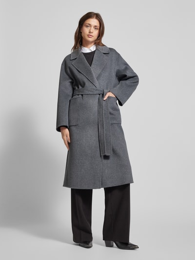 Peek & Cloppenburg Milano ItalyWollmantel Mit Bindegürtel In Mittelgrau Melange