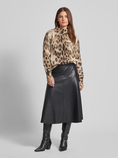 Peek & Cloppenburg monariStrickpullover mit Ziersteinbesatz in hellbraun