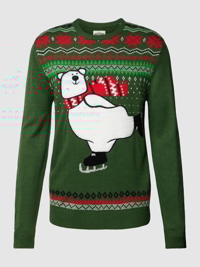 Peek & Cloppenburg MontegoStrickpullover Mit Motiv Und Rundhalsausschnitt In Bottle