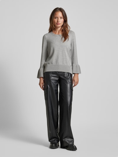 Peek & Cloppenburg More & MoreStrickpullover mit Trompetenärmel in hellgrau melange