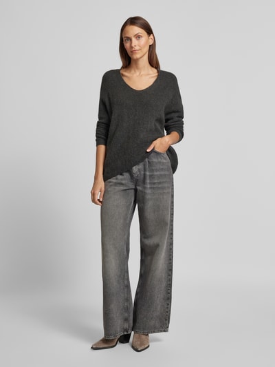 Peek & Cloppenburg MOS MOSHStrickpullover mit V-Ausschnitt Modell 'THORA' in dunkelgrau