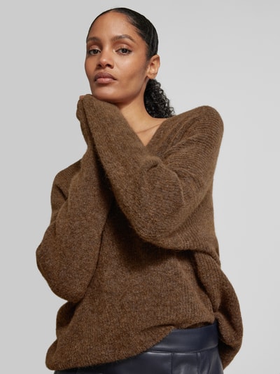 Peek & Cloppenburg MOS MOSHStrickpullover Mit V-Ausschnitt Modell 'THORA' In Mittelbraun