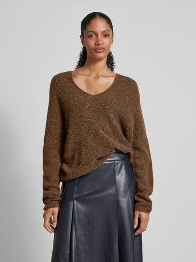 Peek & Cloppenburg MOS MOSHStrickpullover Mit V-Ausschnitt Modell 'THORA' In Mittelbraun
