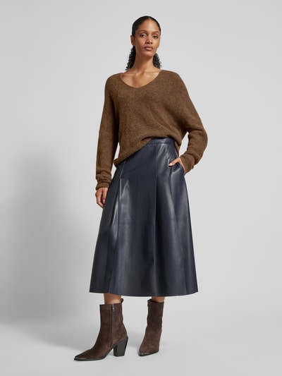 Peek & Cloppenburg MOS MOSHStrickpullover mit V-Ausschnitt Modell 'THORA' in mittelbraun