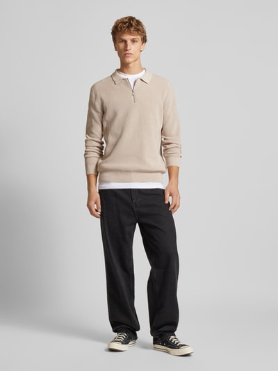 Peek & Cloppenburg Only & SonsStrickpullover mit kurzem Reißverschluss Modell 'MATTEO' in beige