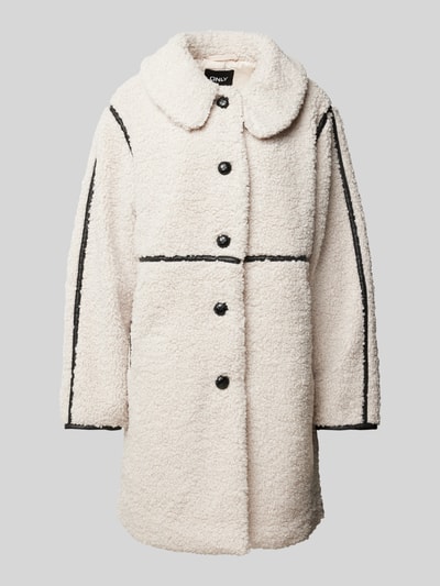 Peek & Cloppenburg OnlyComfort Fit Teddymantel mit Leder-Optik-Details Modell 'RUBI' in offwhite