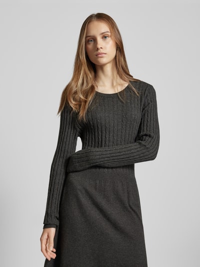 Peek & Cloppenburg OnlyKnielanges Strickkleid Mit Rundhalsausschnitt Modell 'FIA' In Anthrazit