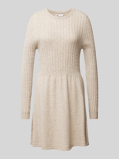 Peek & Cloppenburg OnlyKnielanges Strickkleid Mit Rundhalsausschnitt Modell 'FIA' In Sand Melange