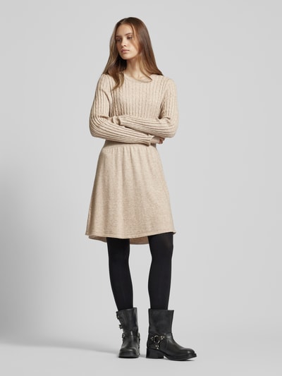 Peek & Cloppenburg OnlyKnielanges Strickkleid Mit Rundhalsausschnitt Modell 'FIA' In Sand Melange